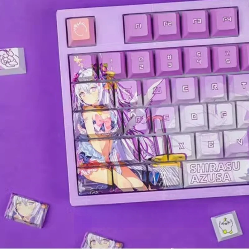 Blue Archive Shirasu Azusa Theme Keycaps 120 Keys Cherry Profile Pbt Mechanical Keyboard Cute Cartoon Anime Game Gift Keycaps