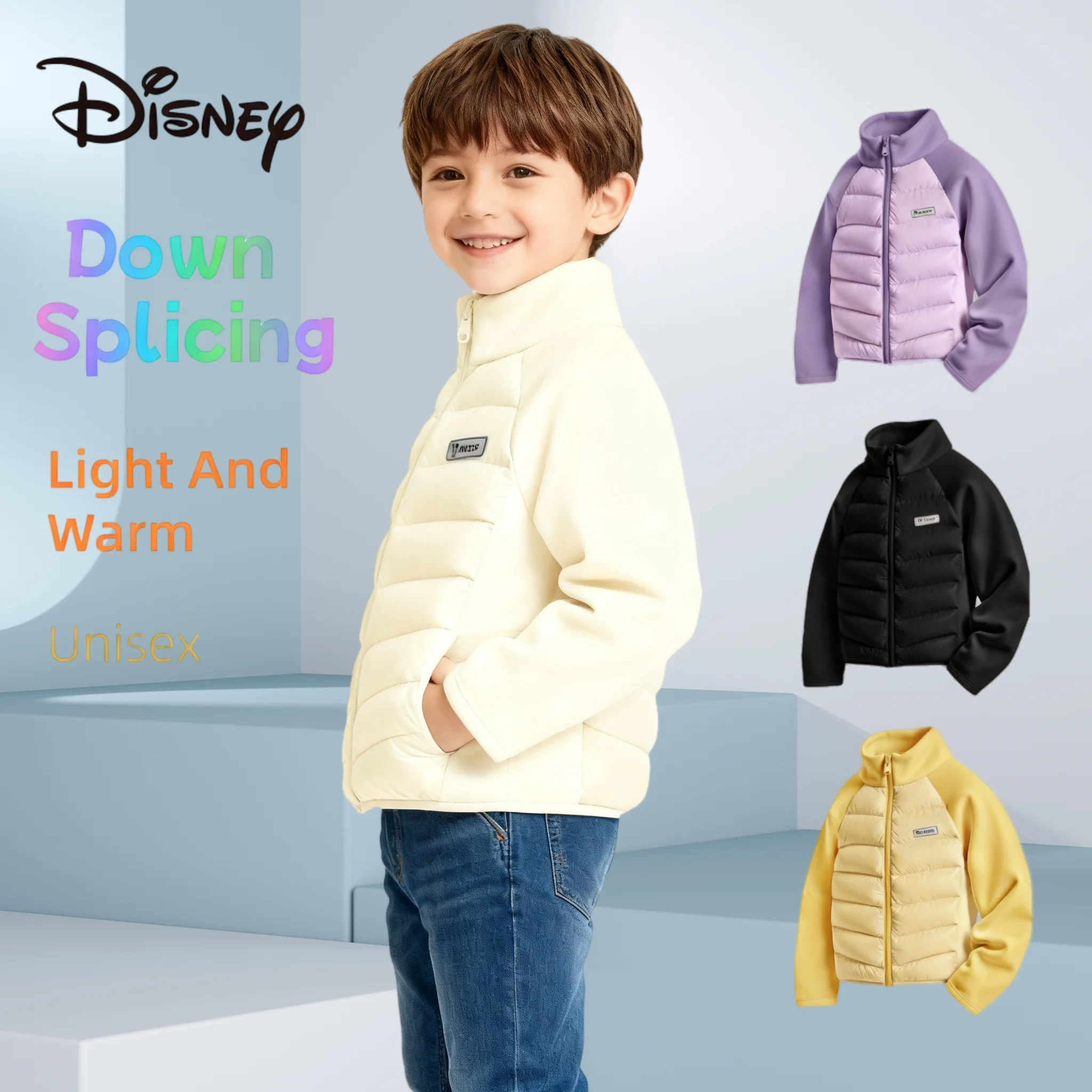 

Детский ветрозащитный пуховик Disney, детская осенне-зимняя утепленная верхняя одежда, пуховик с подкладкой, легкая теплая куртка