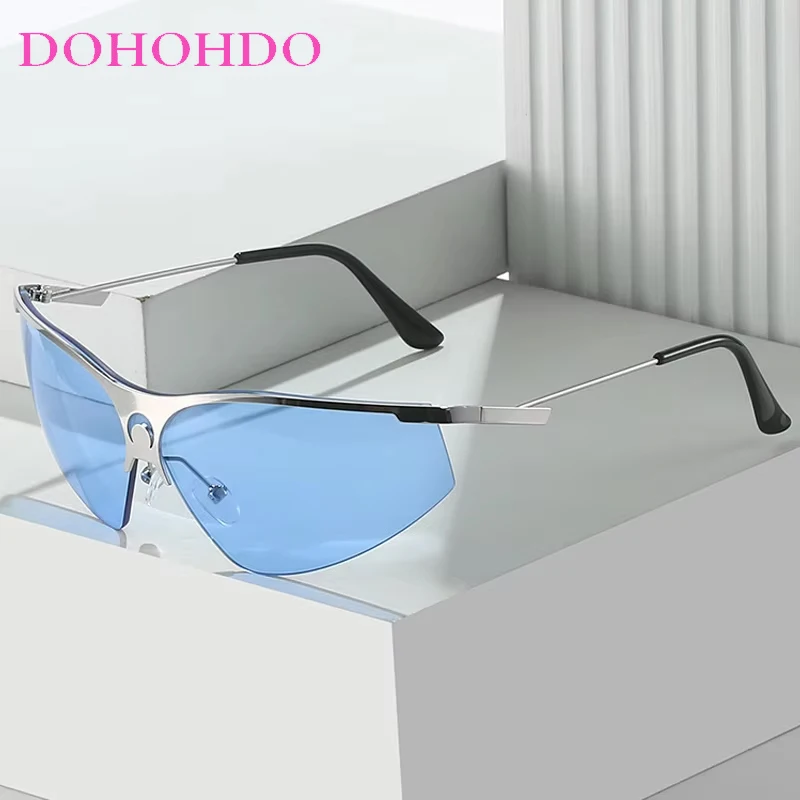 

Fashion Metal Steampunk Y2K One-Piece Women's Sunglasses Luxury Brand Hip Hop Sunglass Men Outdoor Travel Shade Eyewear UV400