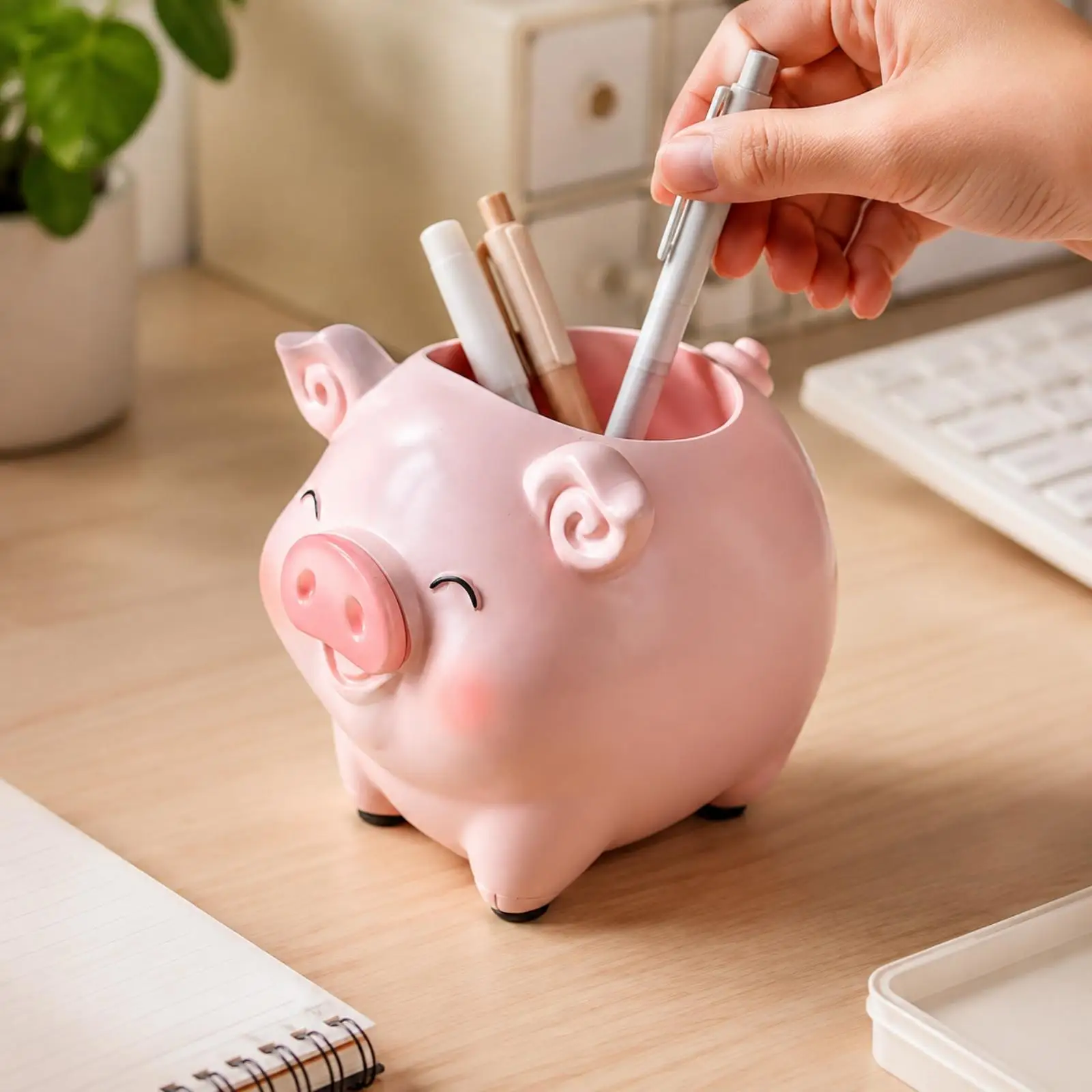 Pig Shaped Pencil Holder Cute Makeup Brush Cup Multi-Purpose for Creative Areas
