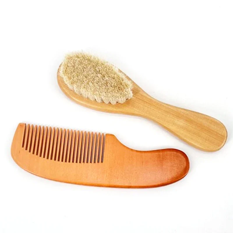 Nuevo cuidado del bebé, lana Natural pura, cepillo de madera para bebé, peine, cepillo para el pelo para bebé, cepillo para el pelo para recién nacido, peine infantil, masajeador de cabeza