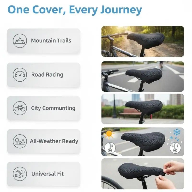 New Breathable Bicycle Seat Cushion Cover 3D Soft Comfortable Non Slip Pad for Spinning Bike Indoor Exercise Cycling