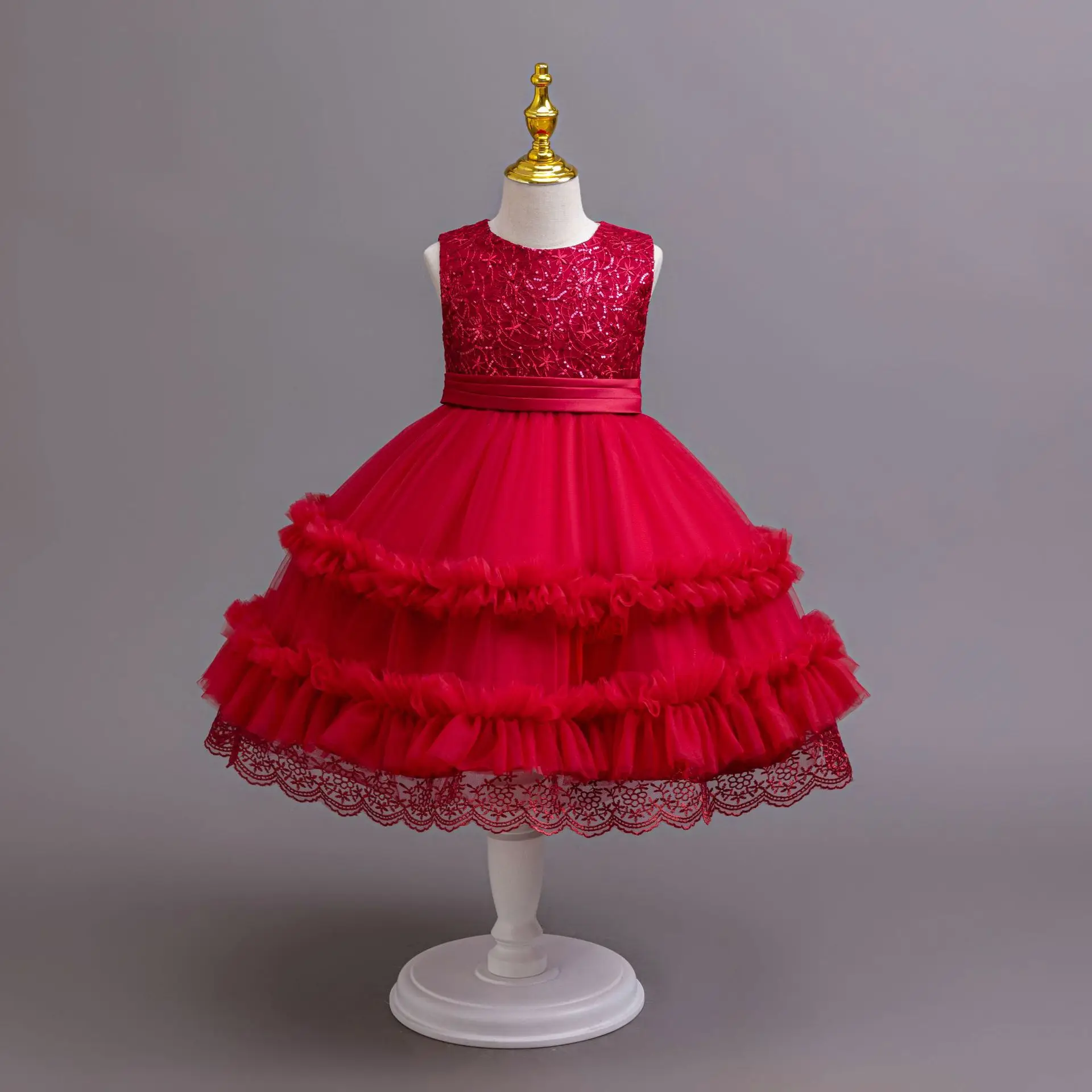 Festive Dress For Girl Puffy Flower Princess Dress Wedding Pageant Gown Elegant Birthday Party Girls Dresses Graduation Dress