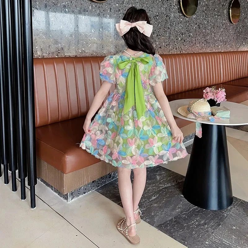 1-13 Years Kids Summer Dresses for Girls Cute Flower Short Sleeve Dress Toddler Children Outfits Clothing Princess Dress 4 5 6 7