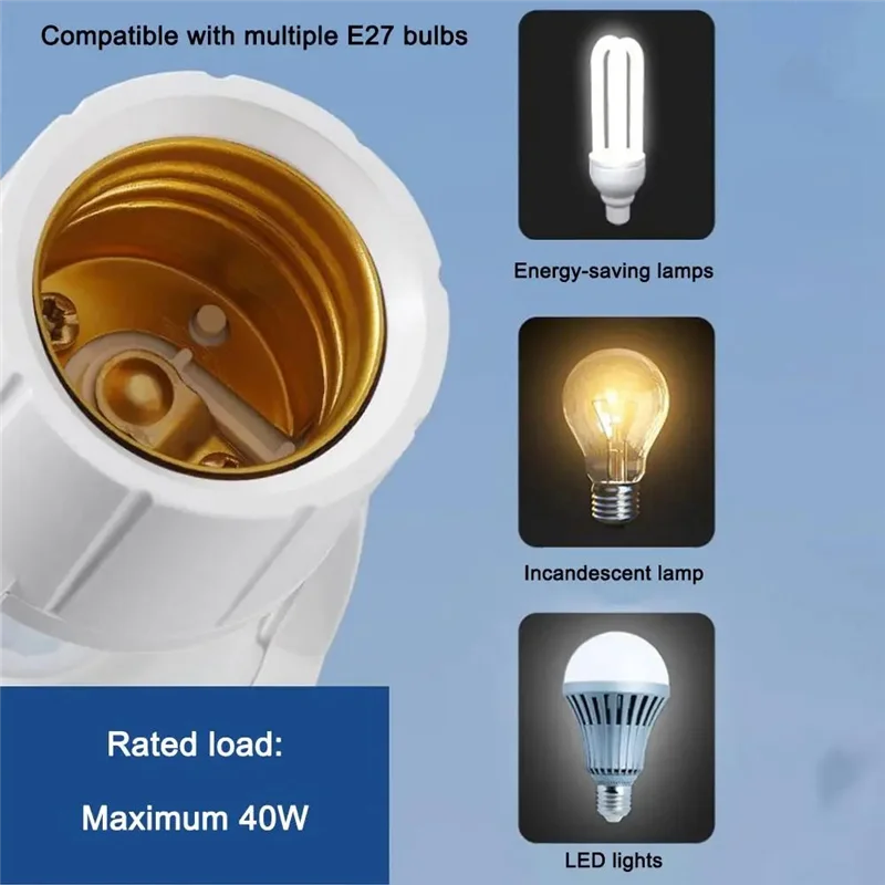 A76K Adjustable Infrared Sensor E27 Smart PIR Motion Detection Light Bulb Socket Adapter Auto On/Off With Radar Induction
