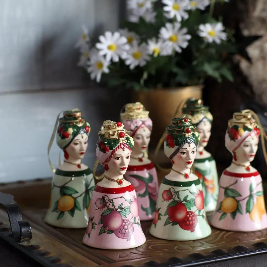 Medieval European Style Italian Retro Character Figurine Ceramic Bell Meal Bell Home Art Decoration Dining Table Ornament Gift