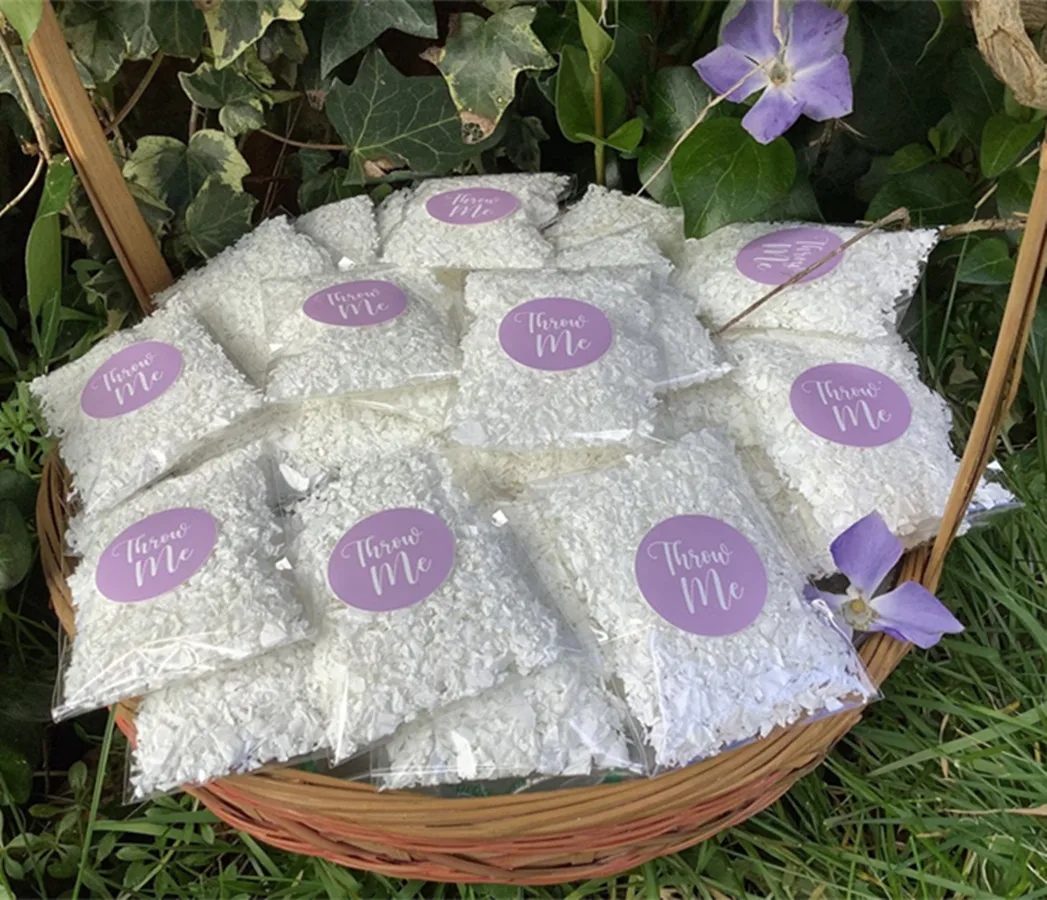 

25PCS lilac bags wedding confetti throws - white flake confetti ( not real petals) diy, u fill bags