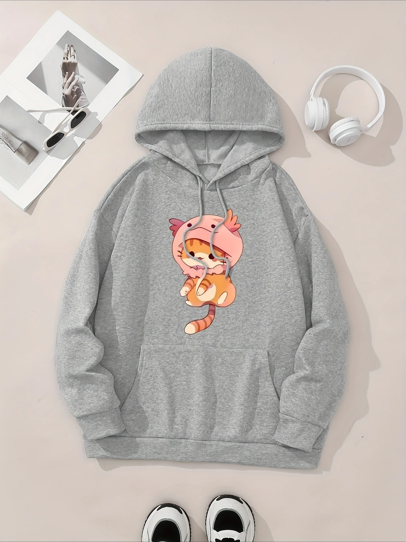 النساء هوديس 2025 الشتاء الخريف الملابس الكرتون لطيف القط Y2k البلوز هوديي طويلة الأكمام المرأة ملابس كاجوال #5