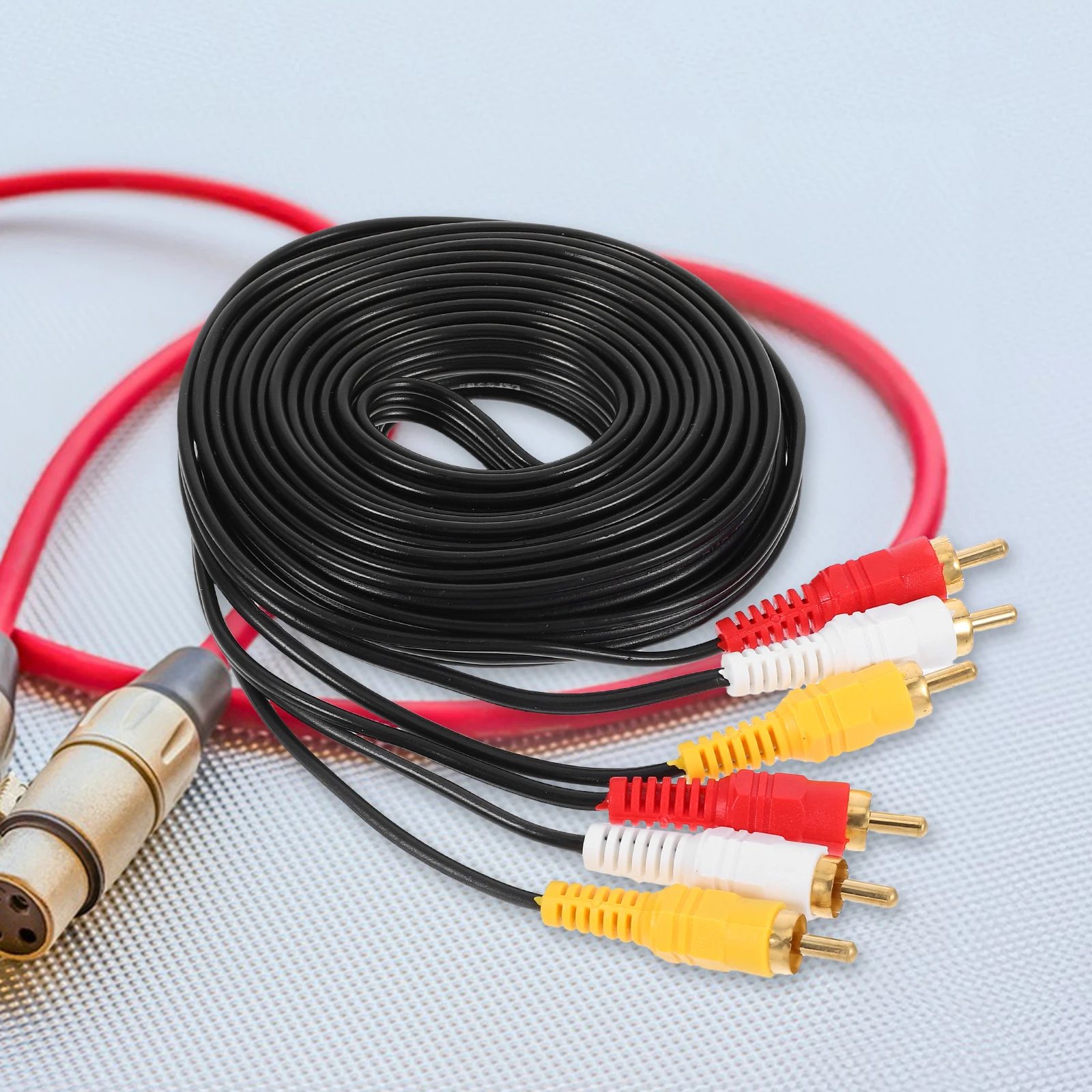 

6 Head 3 Rca Audio Video Cable Male Female Connector For Dvd Vcr Theater Systems Durable Copper- Steel Plastic Materials