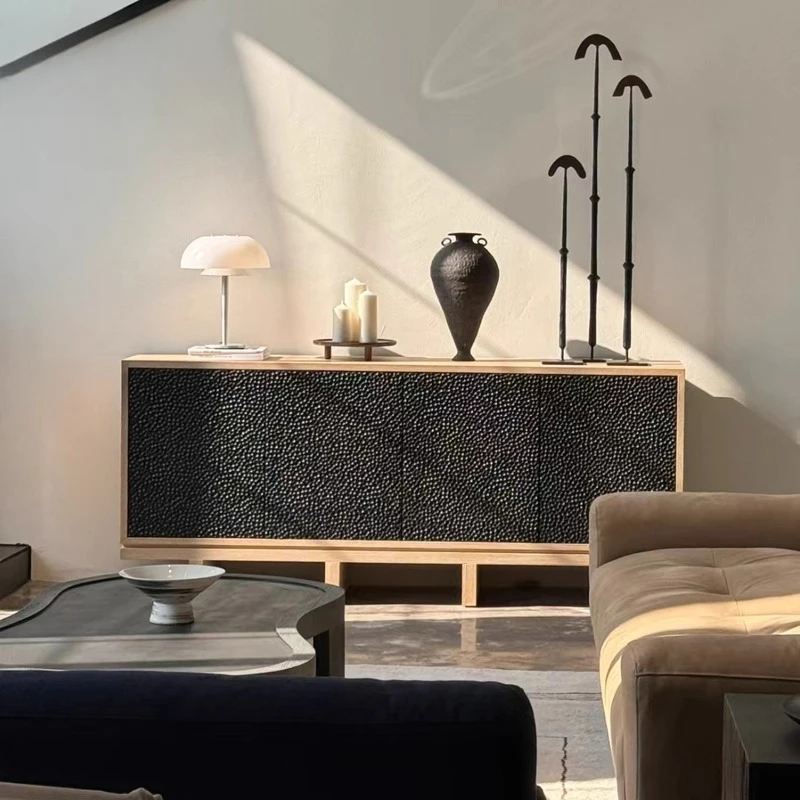 

French Retro Solid Wood TV Cabinet Living Room Storage Cabinet Designer Hotel Homestay Sideboard Vintage Style