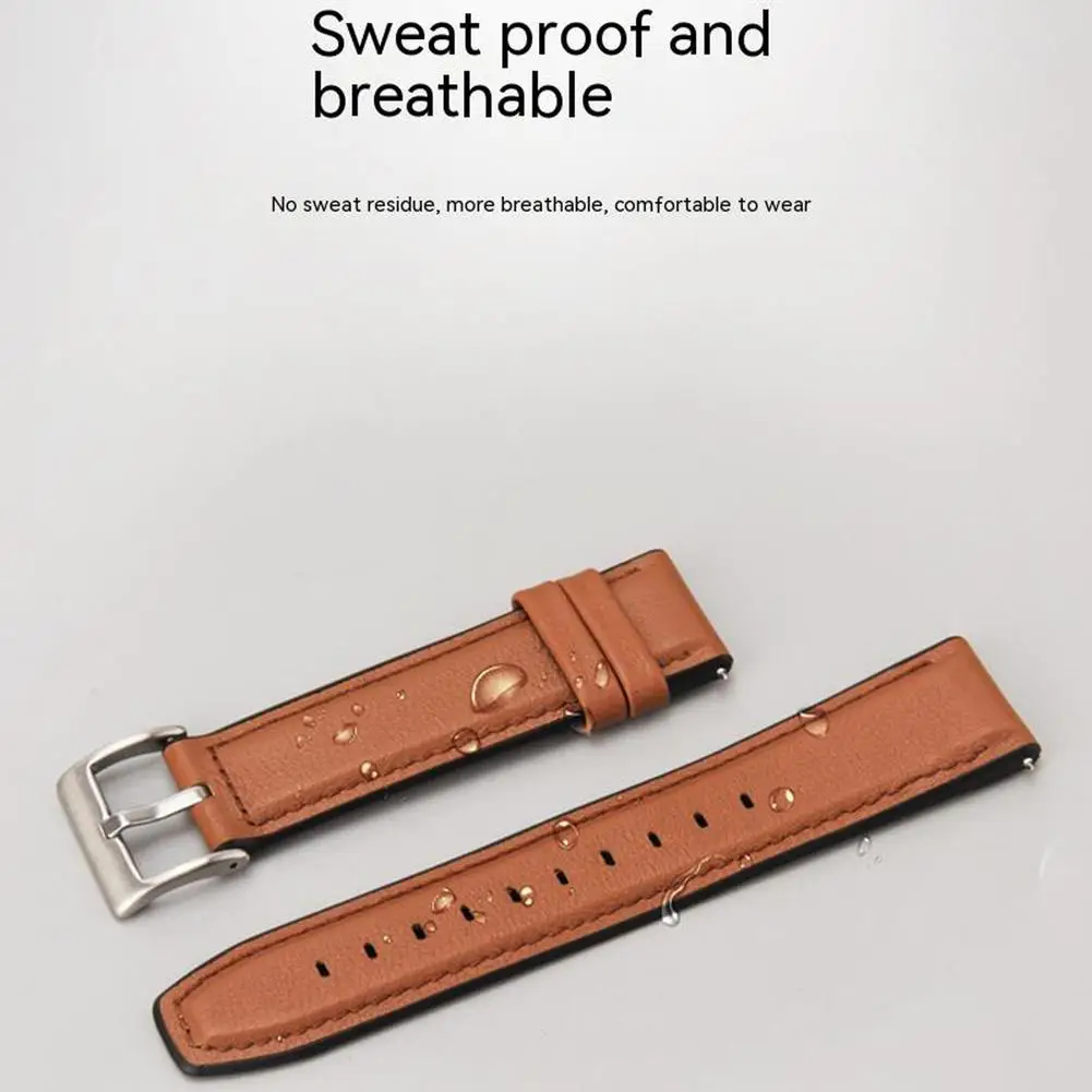 22mm Watchband Replacement Strap Leather Silicone Double Sided Wristband Compatible For   Watch Buds