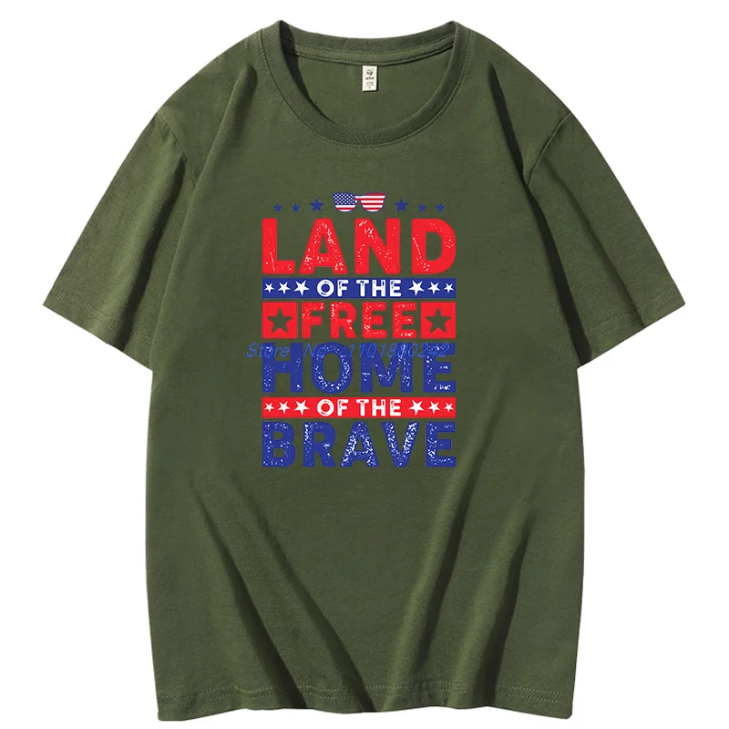 Land Of The Free Home Brave Graphic T Shirts Fashion Tees Tops Summer Cotton O-Neck New Shirts And T-Shirts Unisex Print T Shirt