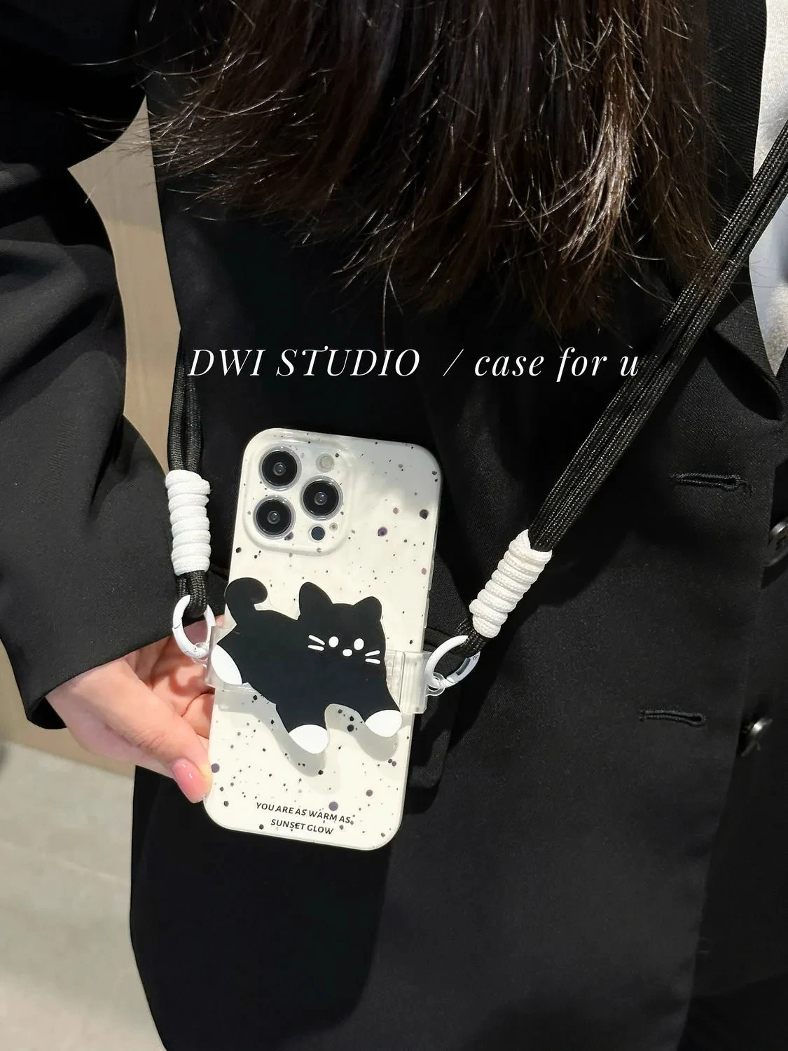 Fashion Cute Mobile Phone Lanyard with Back Clip Mobile Phone Case Back Clip Lanyard Adjustable Mobile Phone Back Clip Long Rope