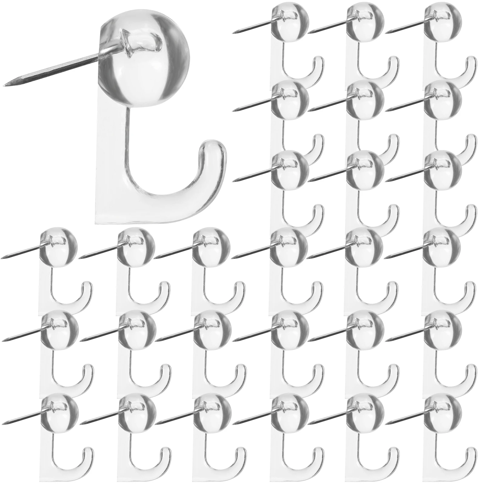 

50 Pcs Hook up Push Pin Hooks Pins Tacks for Wall Hangings Thumb with Plastic Picture and