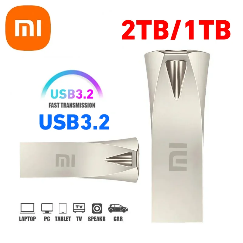 샤오미 정품 USB 3.2 플래시 드라이브, 고속 펜 드라이브, C타입 USB 메모리, 1TB 금속 방수, 컴퓨터 저장 장치, 2TB