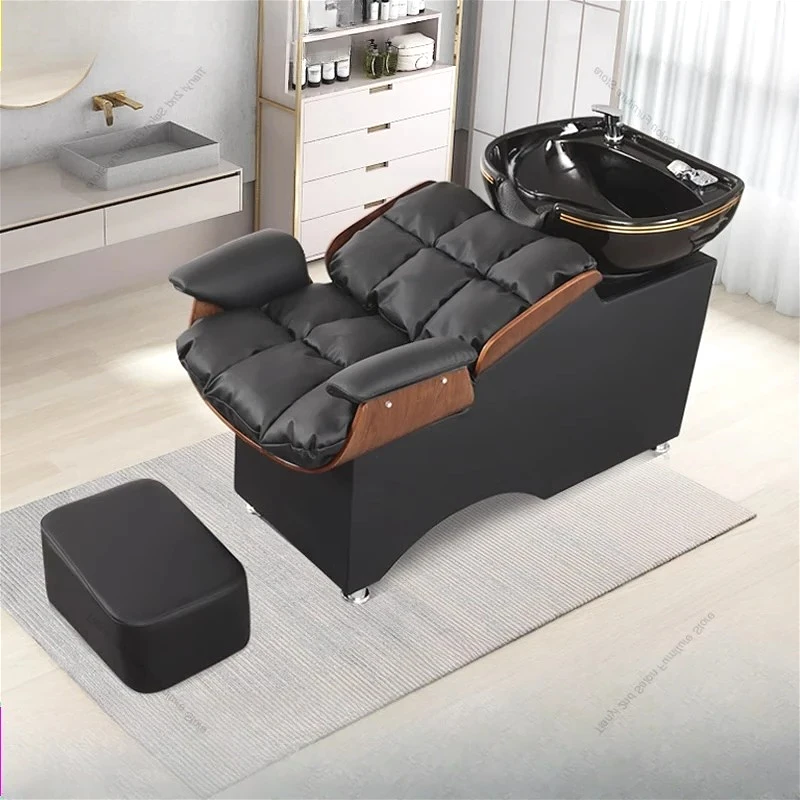 كراسي شامبو فاخرة إسكندنافية وضع شبه مستلق دش تدليك سرير شامبو فاخر أثاث صالون مريح Sillas FYSC #1
