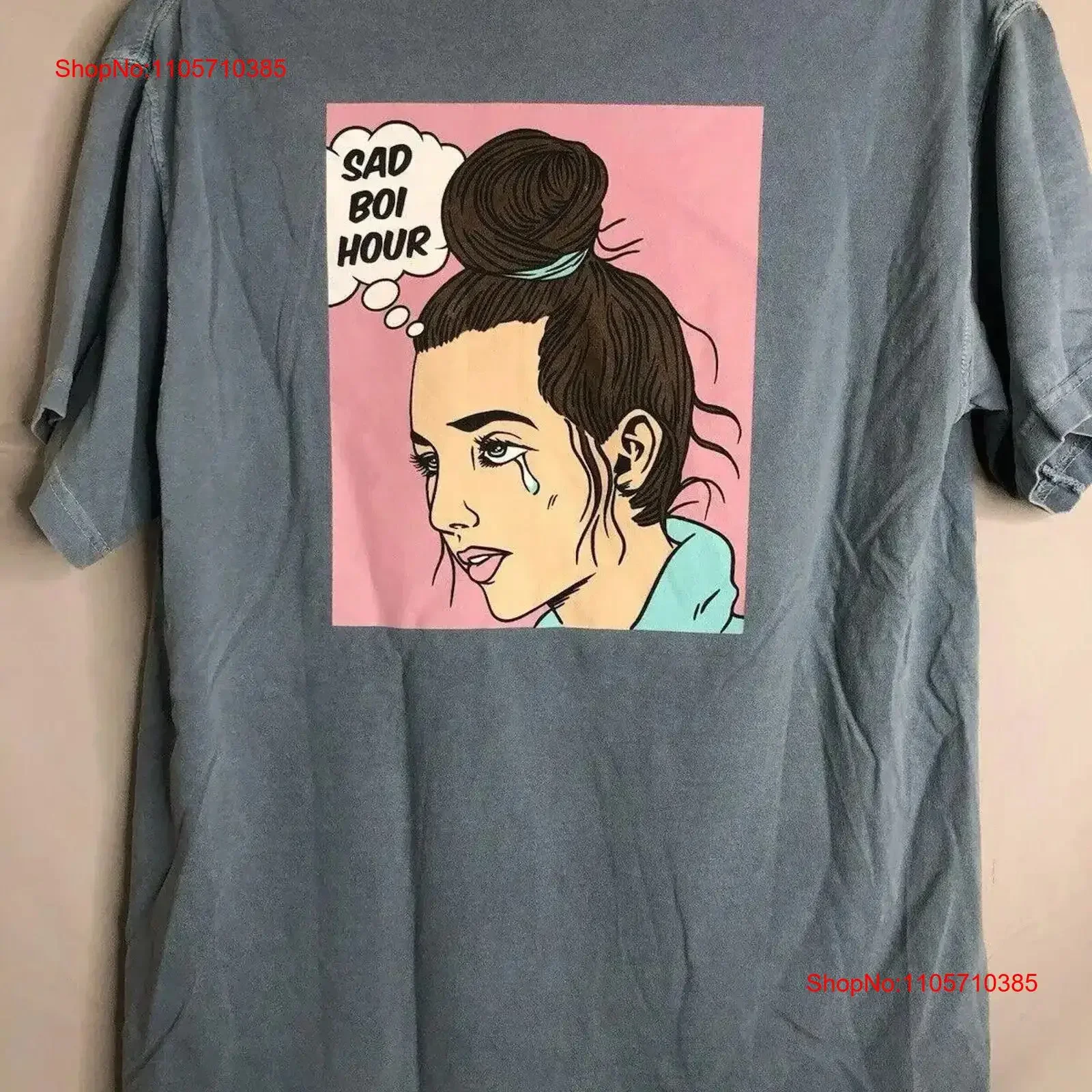 Emma Sad Boi Hour T Shirt Adult Size Medium Blue Double Sided EUC vintage Washed graphic Soft Top For Everyday Wear homme