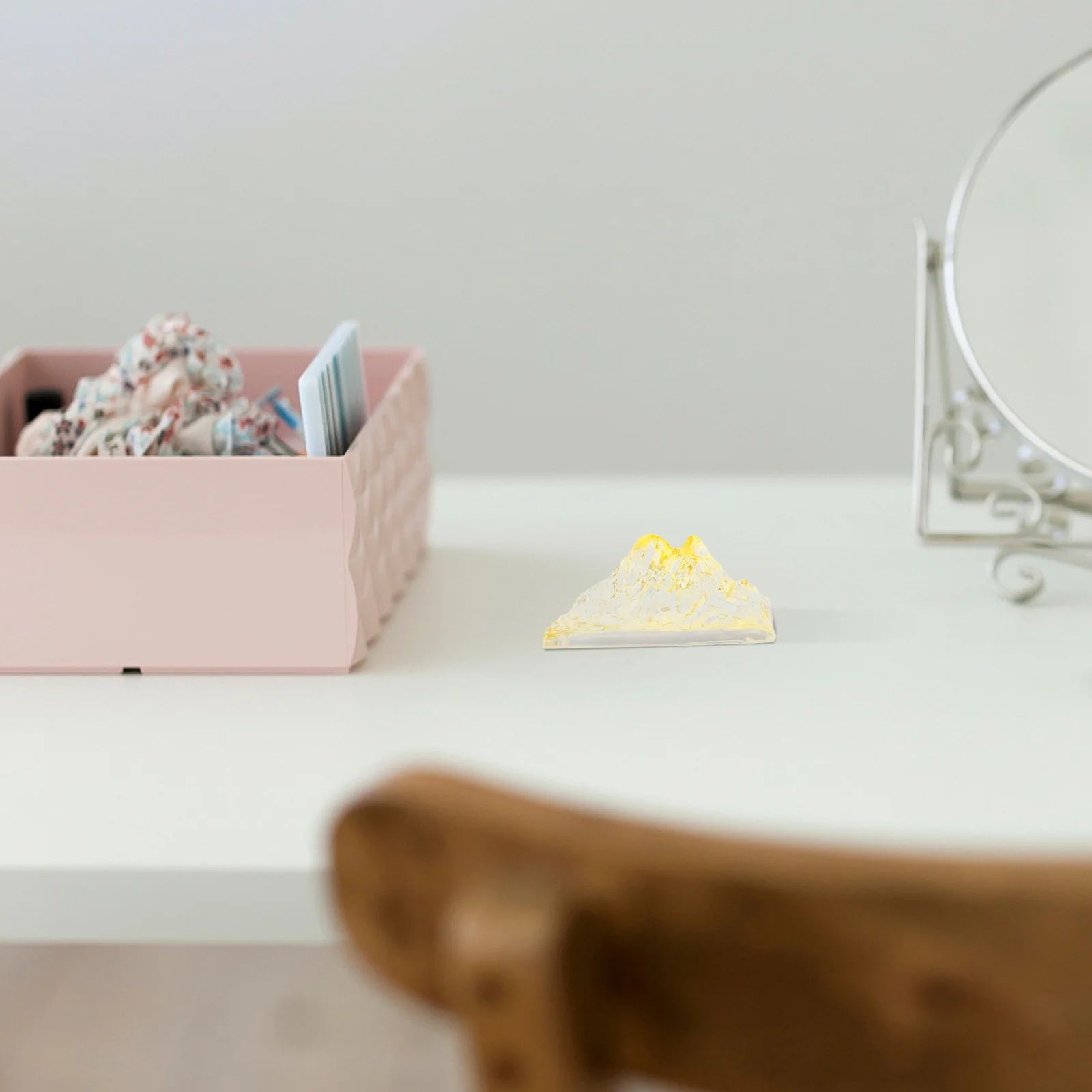 

Mountain Shaped Gold Yellow Crystal Glass Sculpture Decor Desktop Ornament Desk Art Decoration for Home Office