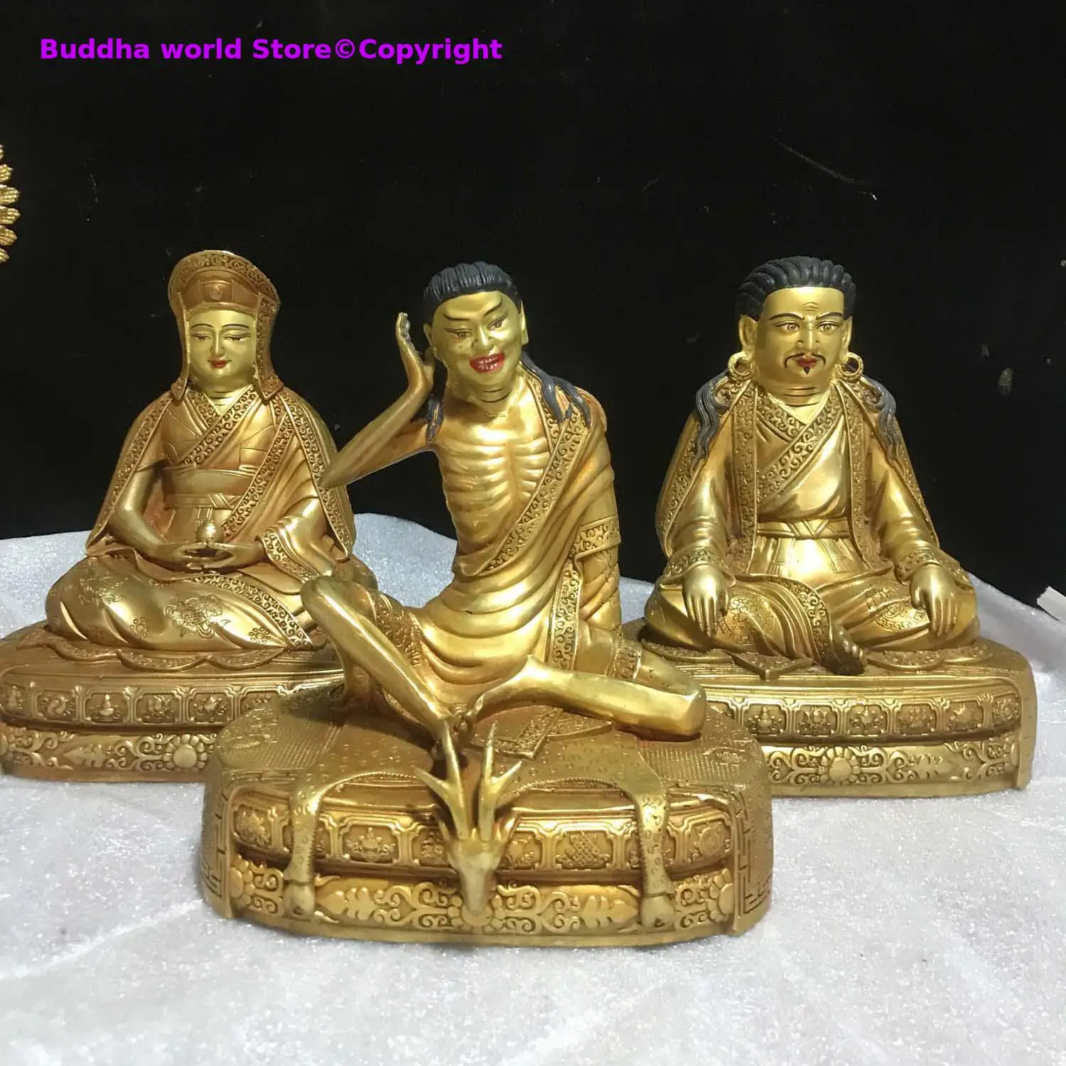 3P buddhas # Tibetan Buddhism Kagyu Milarepa MI LA RI BA buddha Effective protection COPPER gilding buddha statue