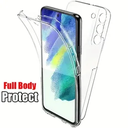 360 Full Body Cover Silicone Case For Samsung Galaxy A55 A35 A54 A34 A24 A15 A14 A73 A53 A33 A23 A13 Double Transparent Cover