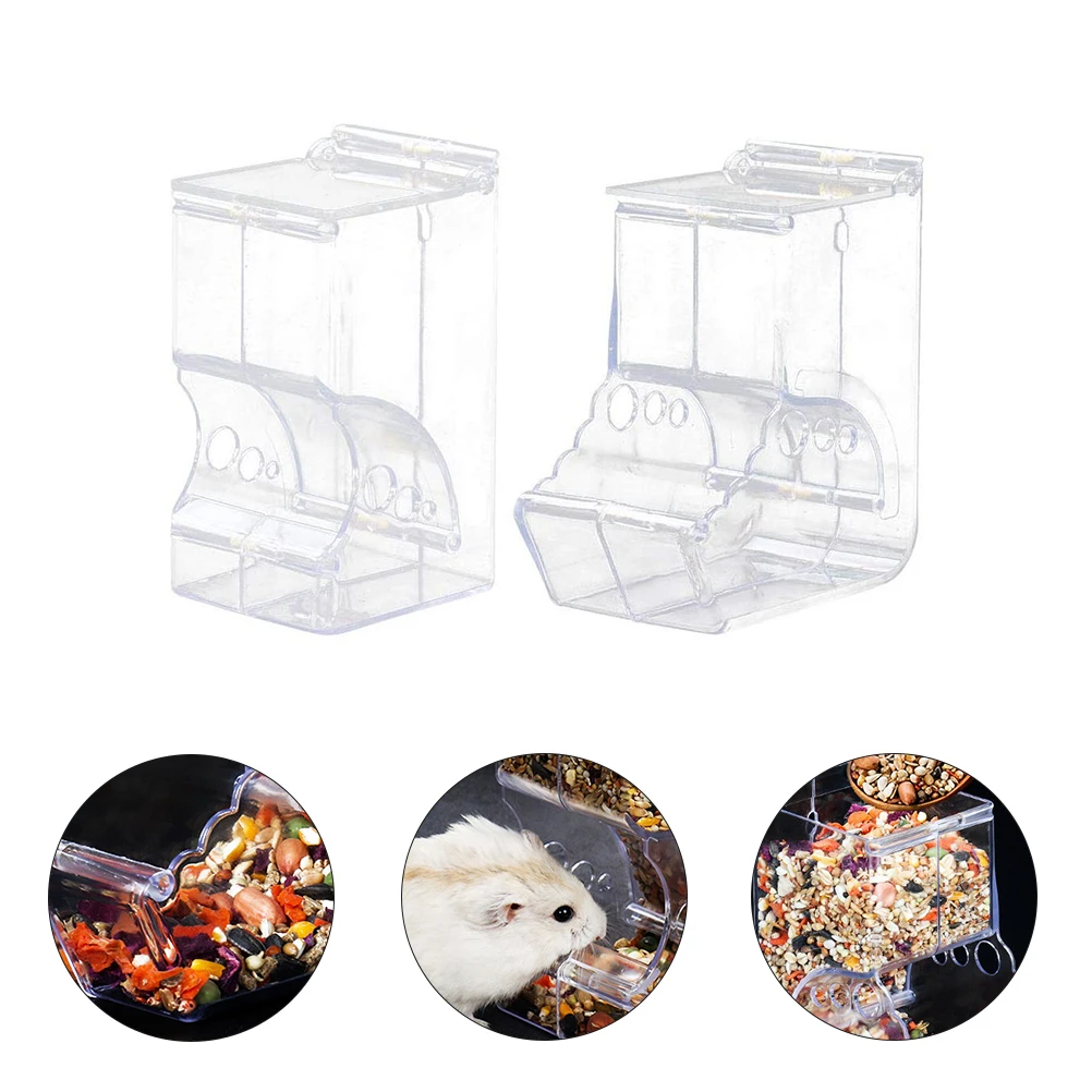 

2 pcs Automatic Pet Feeder Large Capacity Self Feeding Transparent Acrylic Hamster Food Dispenser Small Animals Cat Rabbit Bird