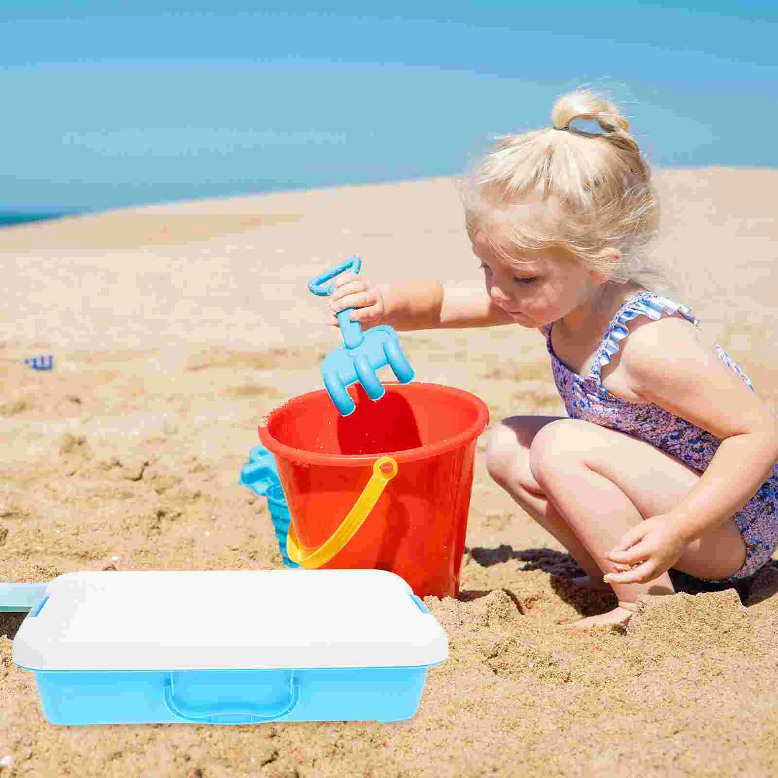 Boîte de rangement de table de sable pour enfants, boîte à sable en plastique, valise pour enfants, jouets amusants d'extérieur, escalier avec couvercle, ABS, activités pour enfants, voyage