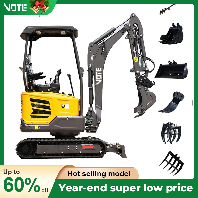 

China 2 Ton 1.8 Ton Hydraulic Mini Excavator Machine 1000KG Small Digger EPA/EURO 5 Crawler Excavator Customizable For Sale