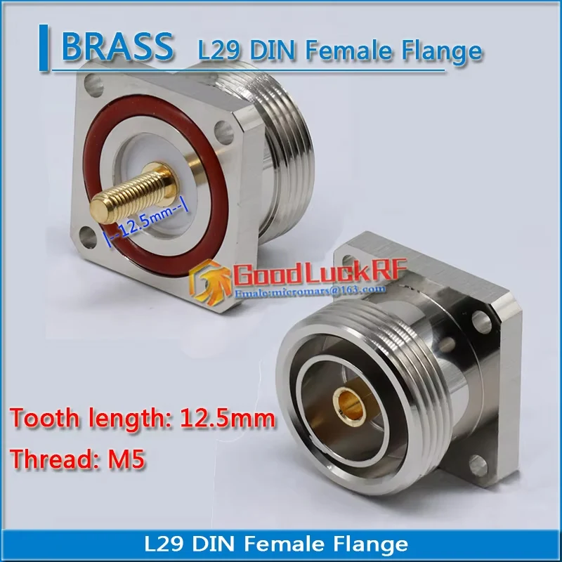 7/16 L29 DIN Female 4 Hole Flange Panel Mount Waterproof M5 Thread Length 12.5 19 28 38 45 Mm Copper Plug RF Connector Adapter