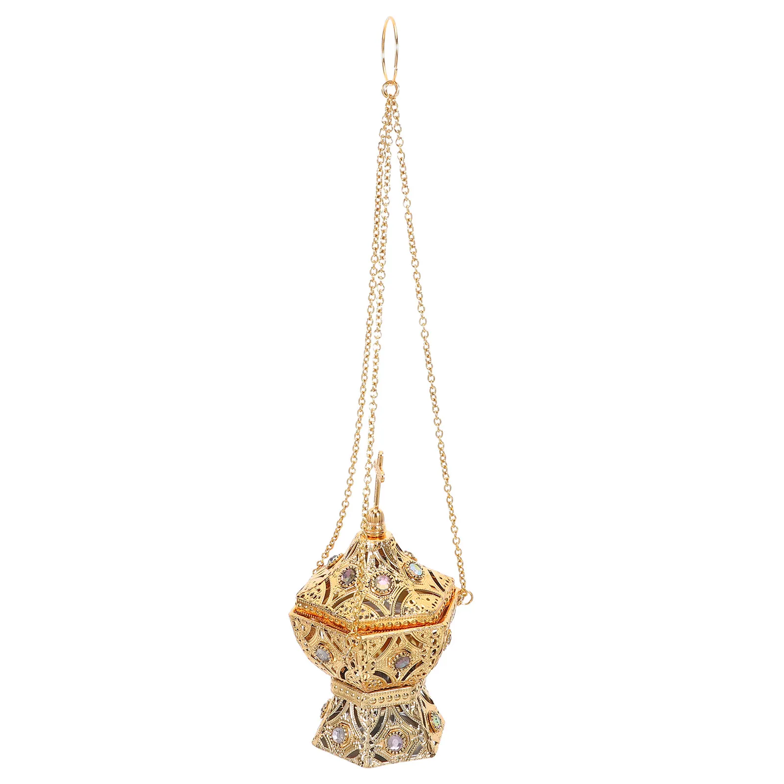 

Vintage Incense Burner Metal Cross Incense Burner with Chain Hanging Cross Incense Censer Aromatherapy Ornament for Room Decor