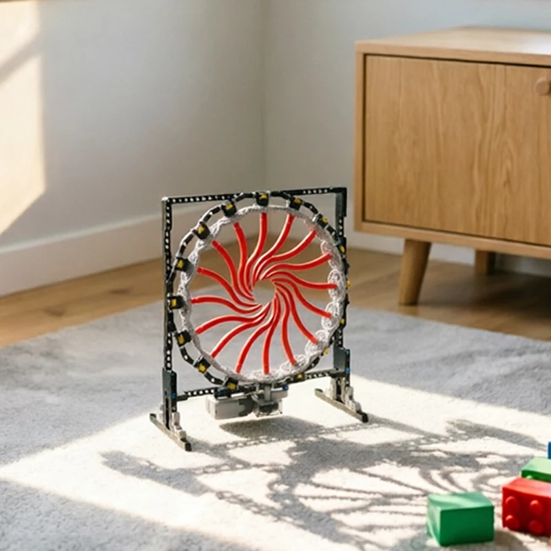 Motorized Kinetic Gear Art - Spiral Rotation Mechanical Model STEM Educational Building Block Set Creative Desktop Gadget