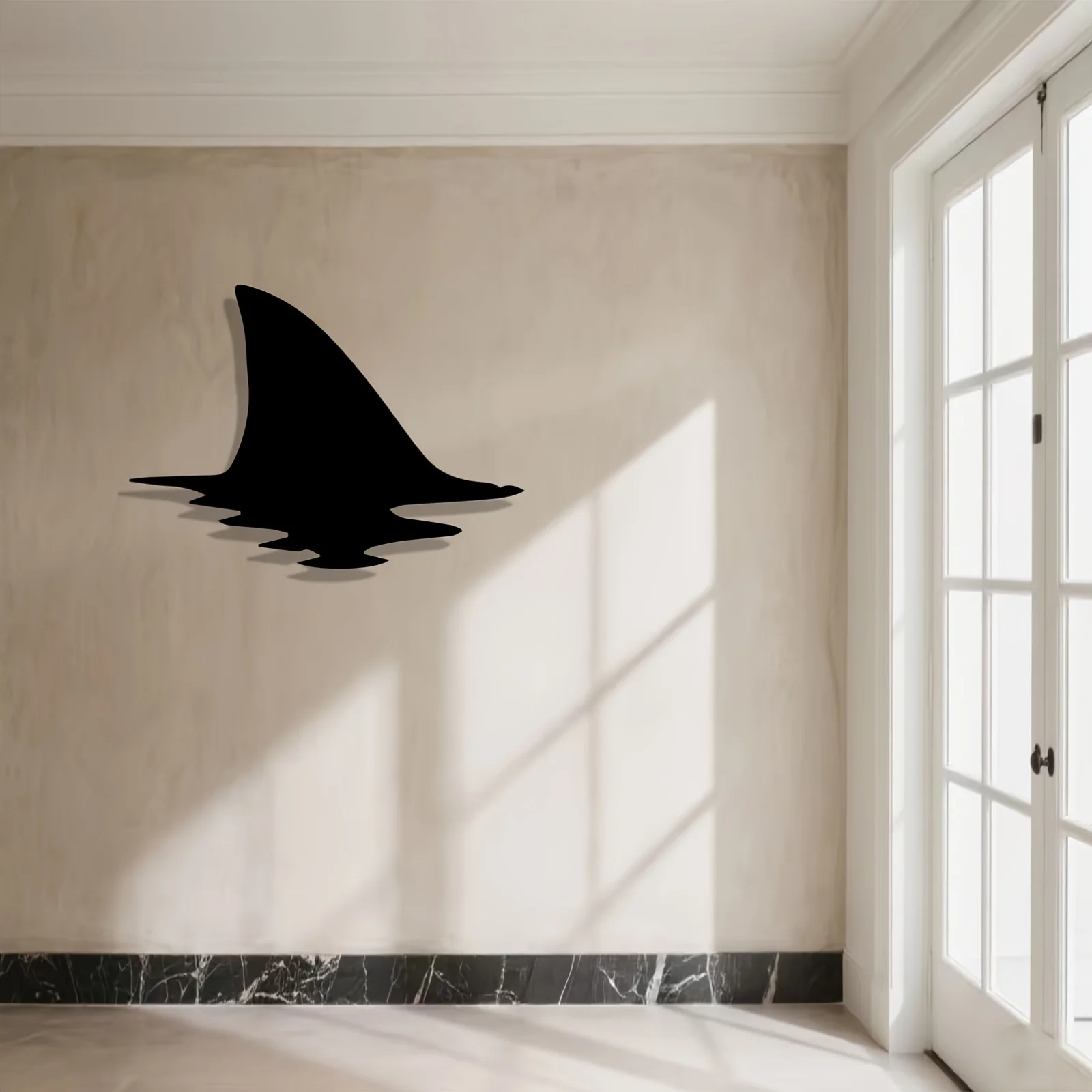CIFbuy Metal Modern Shark Fin Iron Decor Waterproof Durable For Living Room Bedroom Hallway Entrance Corridor Hanging Mural