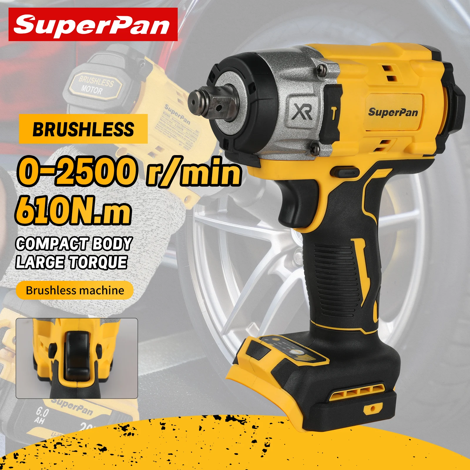 superpan-1-2-dcf922-wireless-impact-wrench-rechargeable-high-torque-406nm-reverse-2500prm-power-tool-for-20v-dewalt-battery-pin