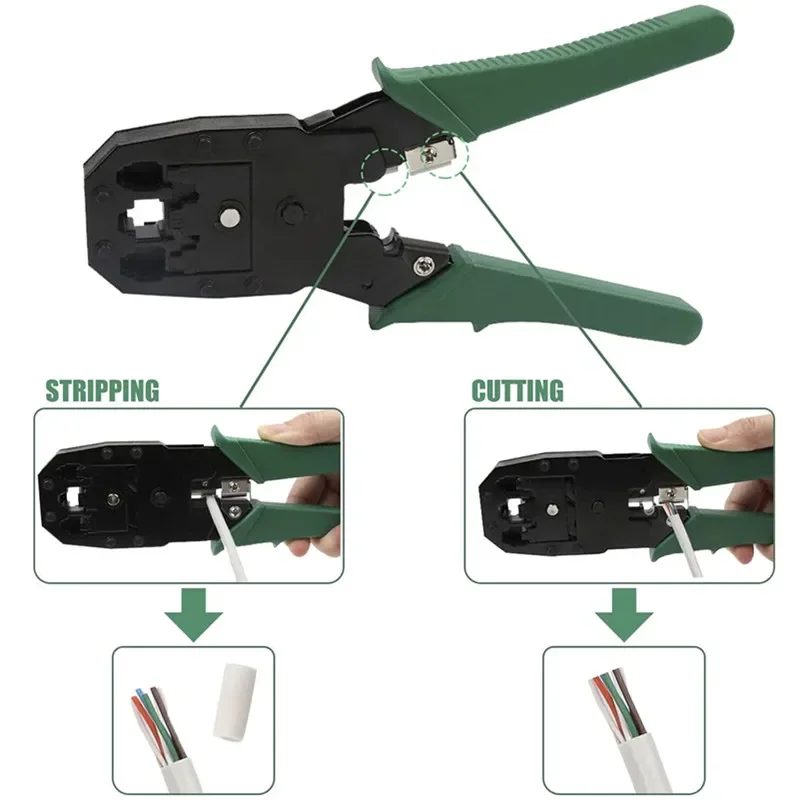 3in1 Network Cable Crimping Pliers Tool Kit With 10 PCS RJ45 8P8C Network Cable Connector for Cat5/5e Cat6 Cable Tester Repair
