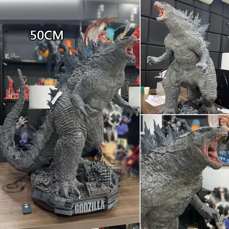 50cm Godzilla VS King Kong Action Figures GK Gojira Heat Rays Lighted Movie Model PVC Anime Collection Statue Peripheral Toys