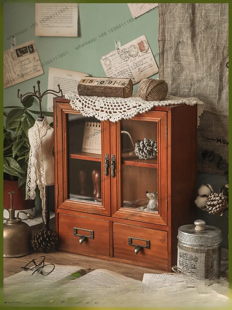 Best Sellers Wooden Desktop Storage Box Cosmetics Table Shelf Retro Drawer Student Finishing Box
