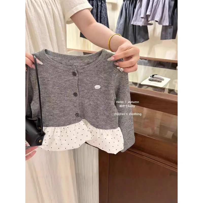 

Children's Set New Autumn Baby Girl Cute fashion Long Sleeve Cardigan Coat Flared Pants Two Piece Set