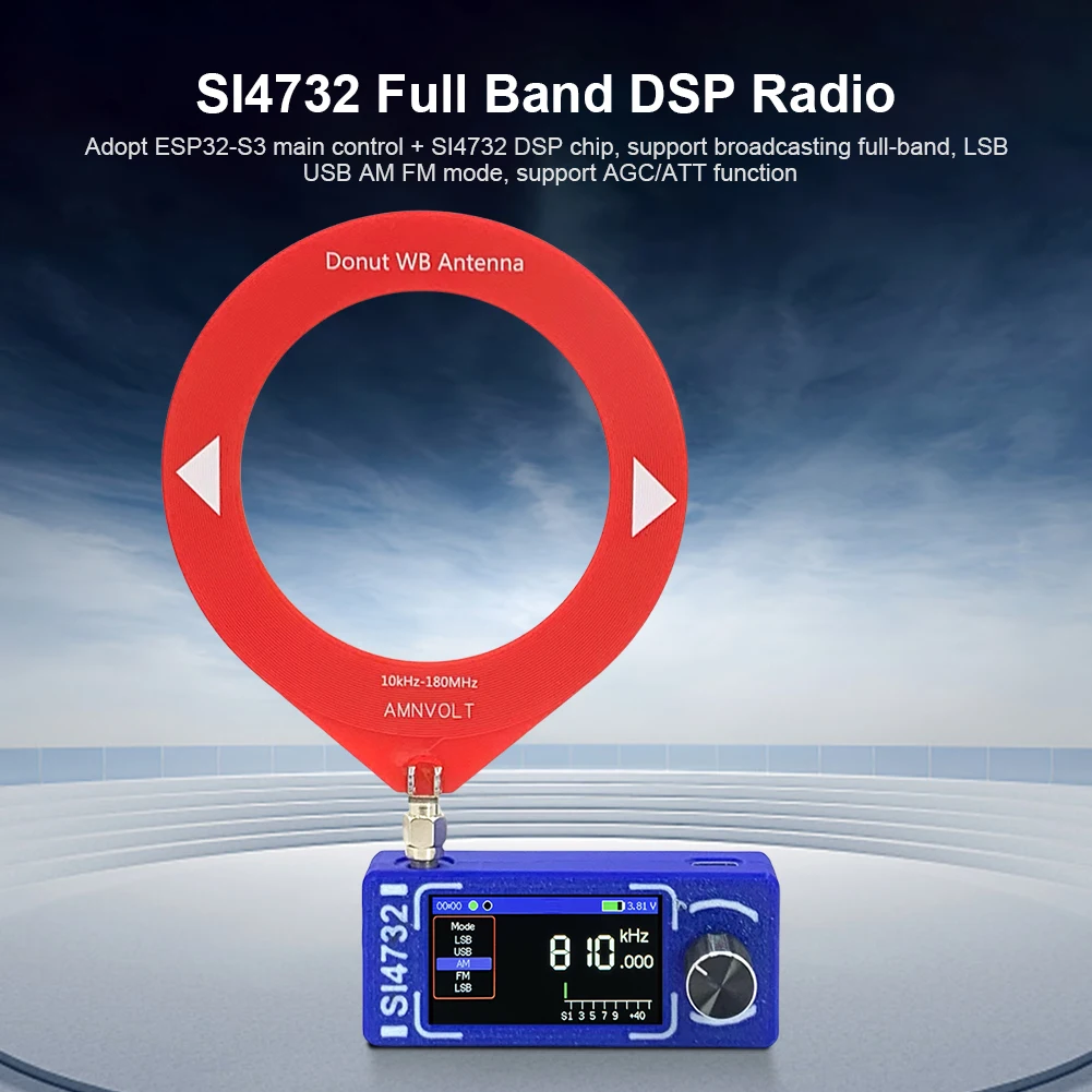 Si4732 0.5-108mhz banda completa lsb usb am rádio fm com antena mini rádio lw/mw/sw/vhf rádio dsp receptor de rádio com antena