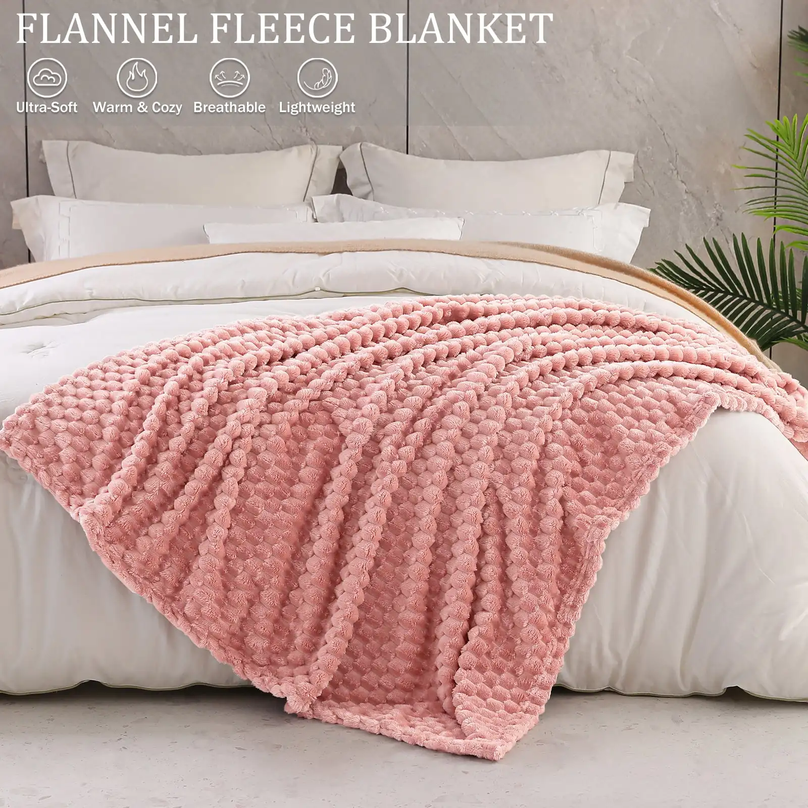 Large Soft Fleece Throw Blanket, 50