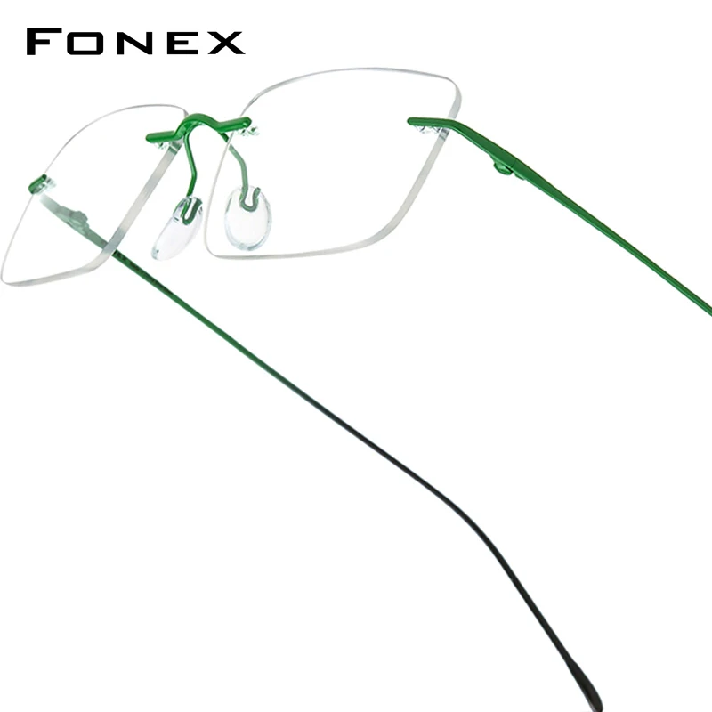 FONEX Titanium Eyeglasses Frame Men Brand Design Rimless Square Glasses Frameless Ultralight-Weight Japanese Women Eyewear 85870