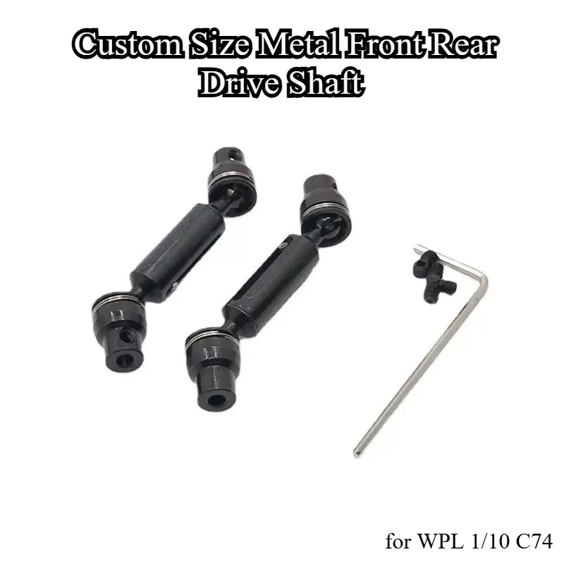 For WPL 1/10 Scale C74 Custom Size Metal Front Rear Drive Shaft Upgrade Mod Parts RC Crawler Replacement Spare Accessories