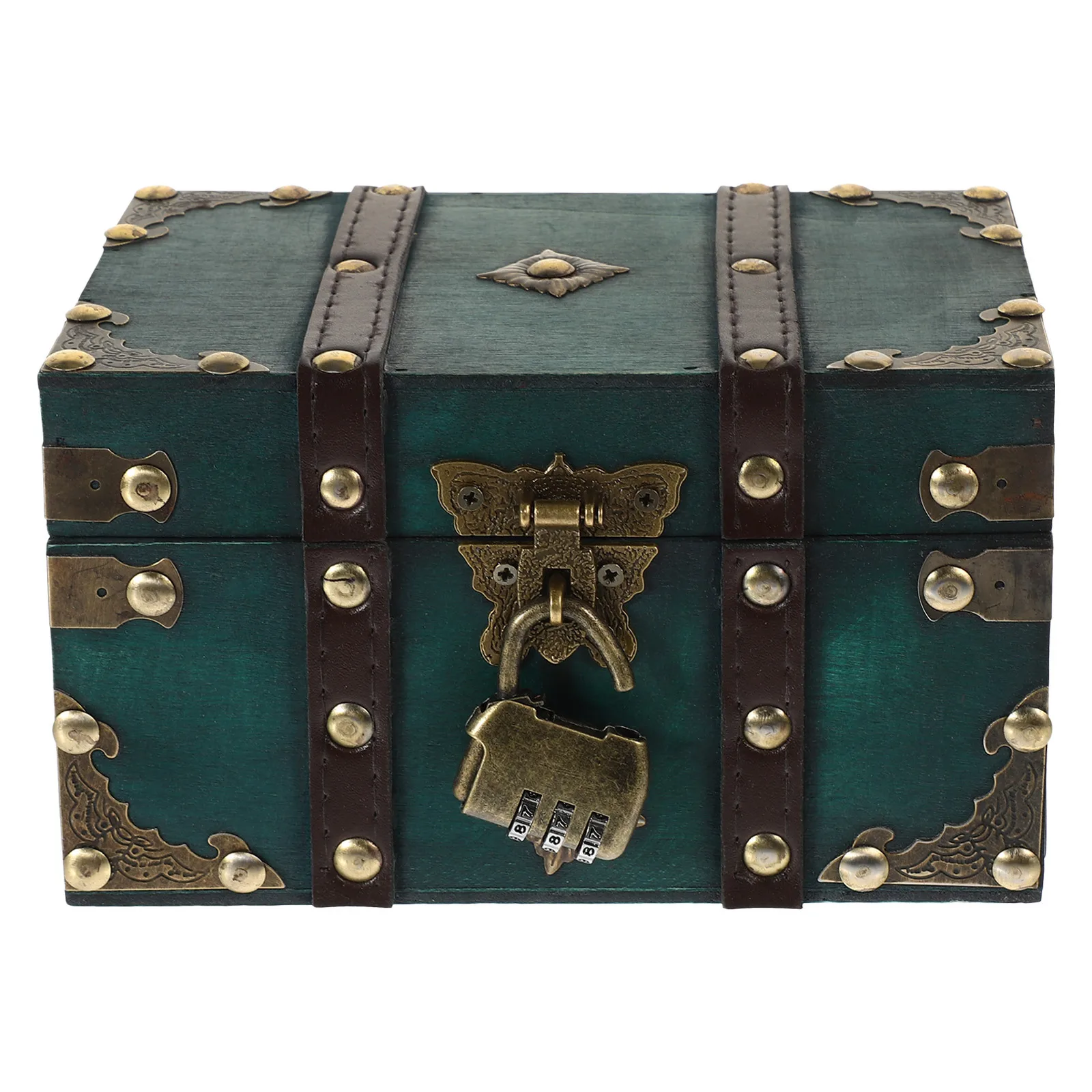 

Retro Wooden Treasure Chest Vintage Jewelry Storage Box Large Capacity Trinket Organizer Design Pirate Treasure Chest