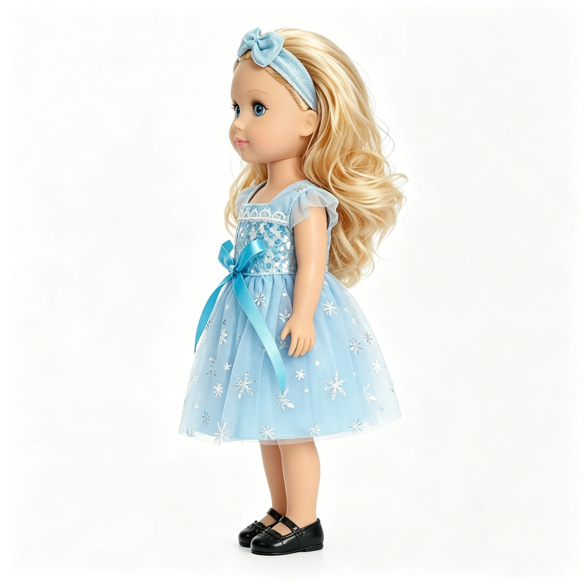 

18 Inch Fashion Doll with Blue Sequined Princess Dress, 43cm Blonde Hair Doll Toy with Snowflake Tulle Outfit, Perfect Birthday Gift for Girls Kids