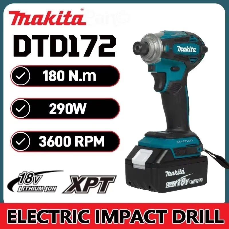 makita-dtd172-18v-brushless-cordless-impact-driver-180n·m-max-torque-lxt-compact-tool-for-diy-and-professional-work