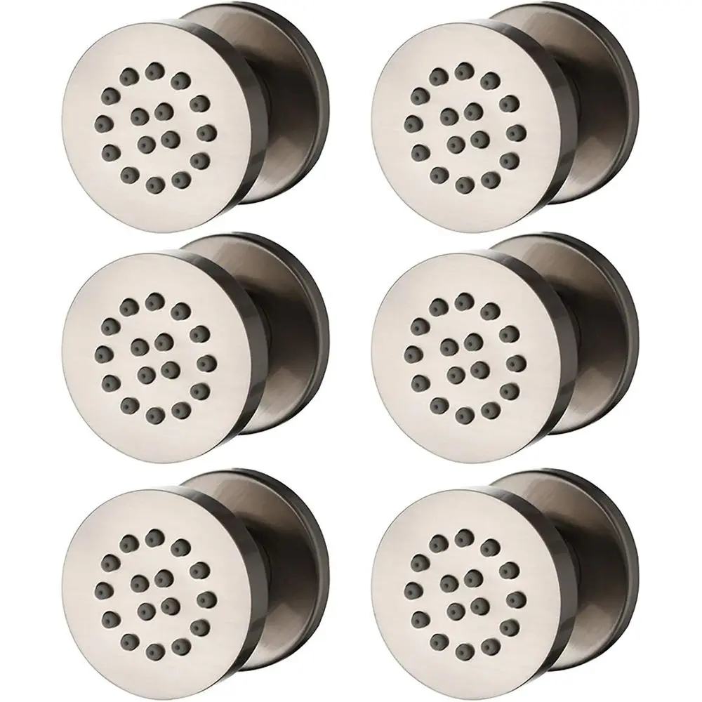 

6-Pack Adjustable Wall-Mounted Round Shower Spa Jets, 2 Brushed Brass Massage Sprays