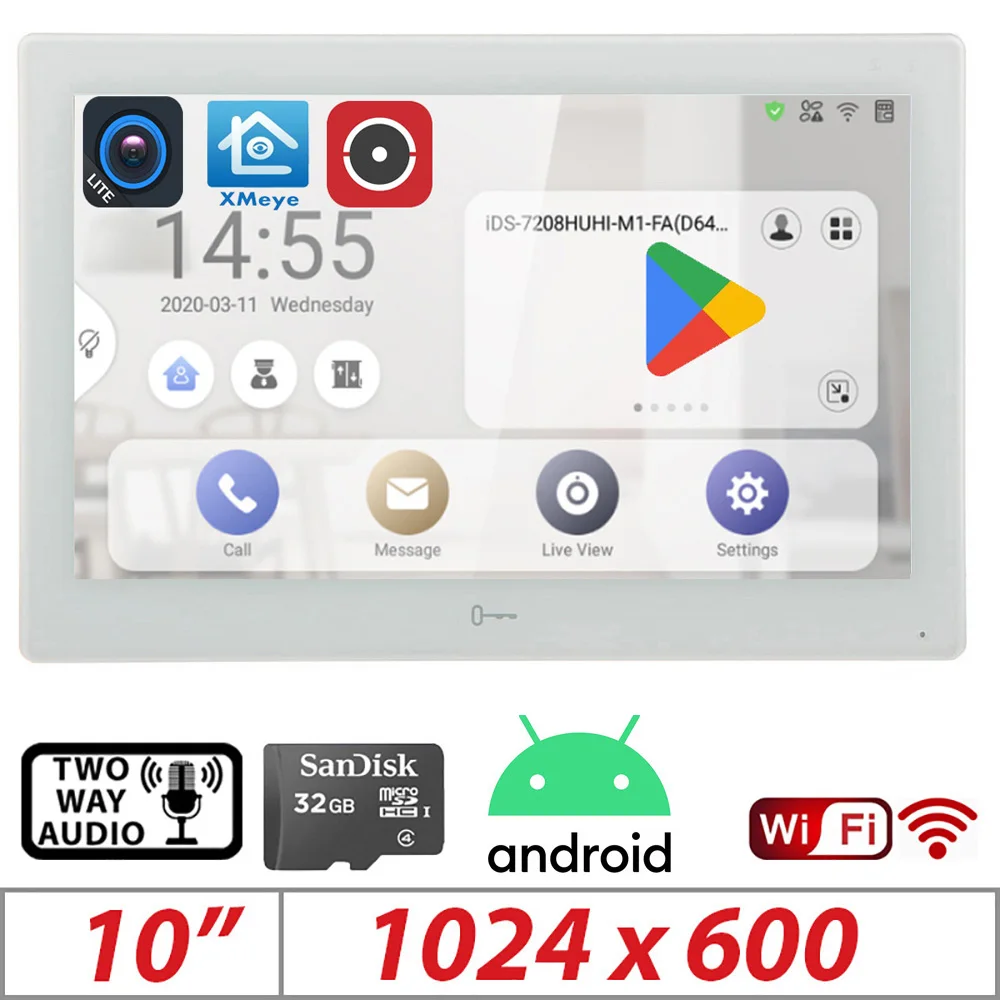 

Mutil language HikVision 10,1-дюймовый Android TFT ЖК-IP-монитор DS-KH9510-WTE1 WIFI POE Универсальные системы внутренней станции