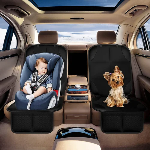 Imagen 2 del producto Protector de funda de asiento para Tesla Model 3 Y Juniper Highland 2025, cojín para asiento trasero de bebé, alfombrilla protectora de cuero PU Oxford