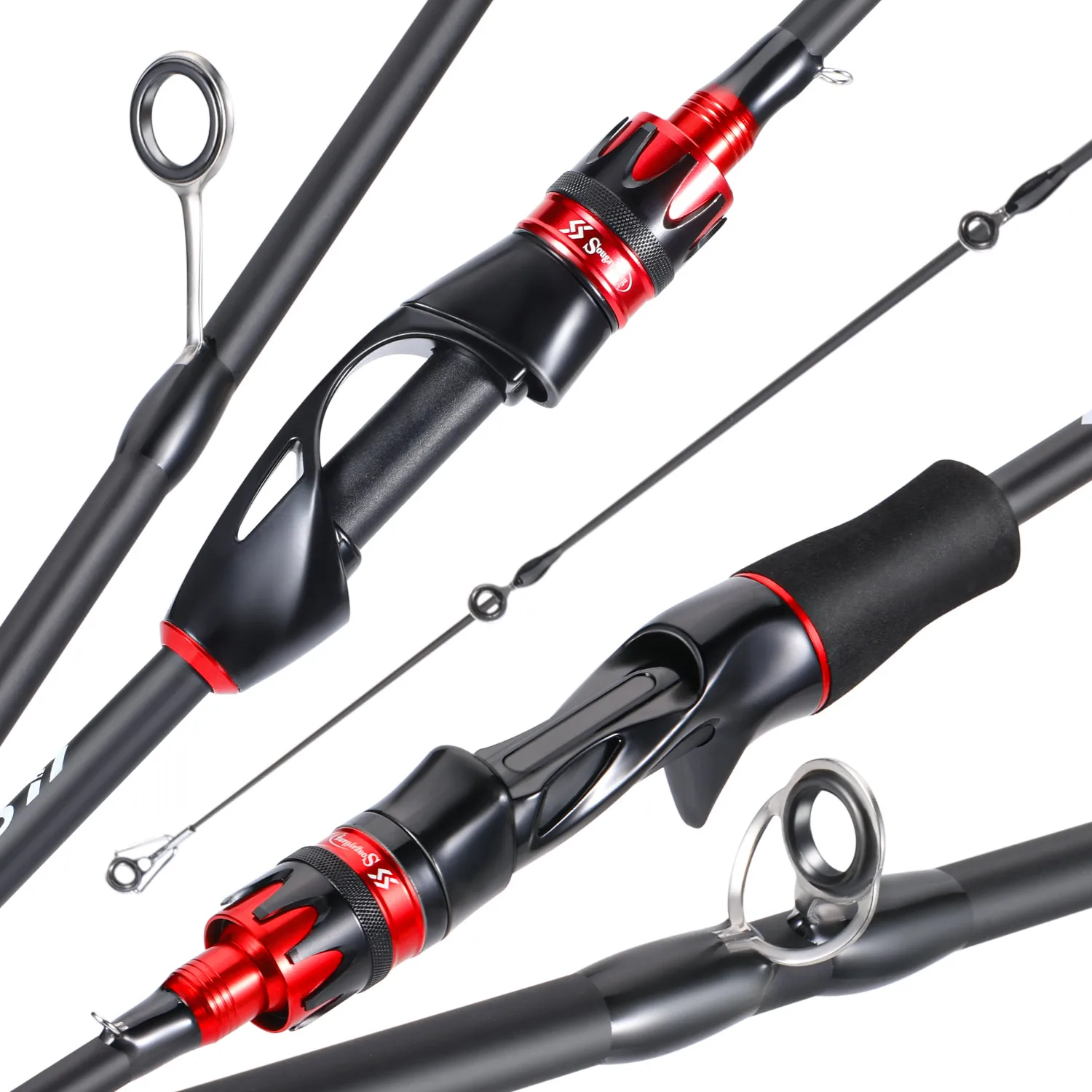 Sougayilang Casting Spinning Fishing Rod 4 Section 2.1m UltraLight Carbon Fiber Rod Pole with EVA Handle 0.8-5g Lure Weight