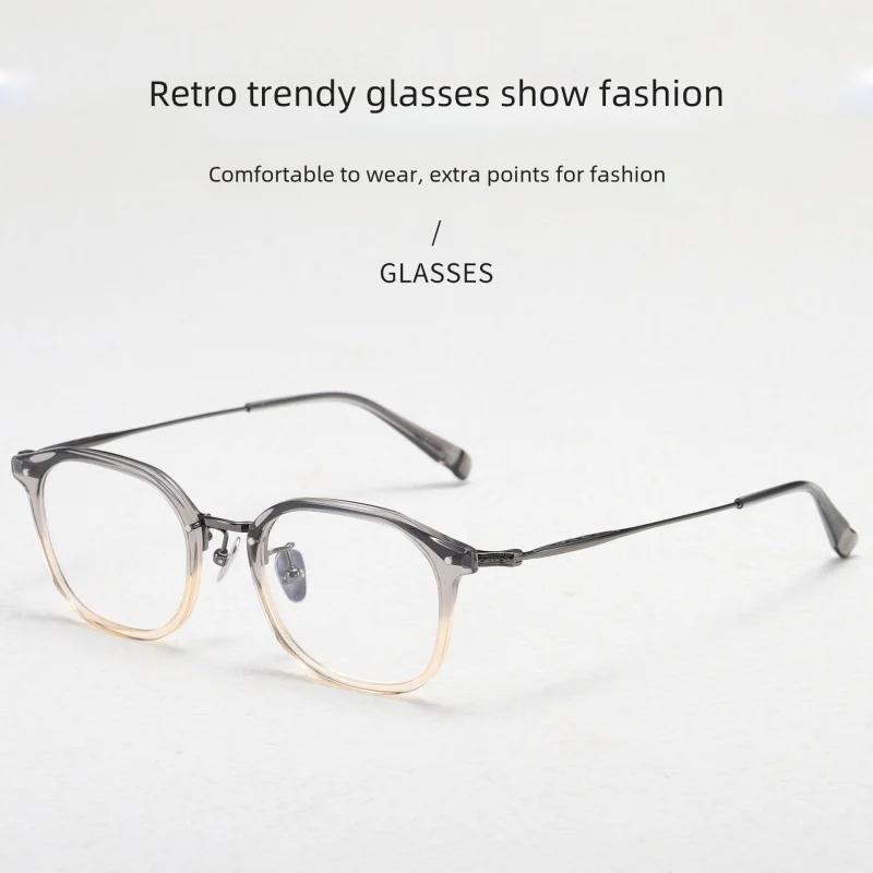 Retro Square Pure Titanium Glasses Frame Plate Special Glasses Frames Can Be Equipped with Prescription Inserts Titanium Glasses