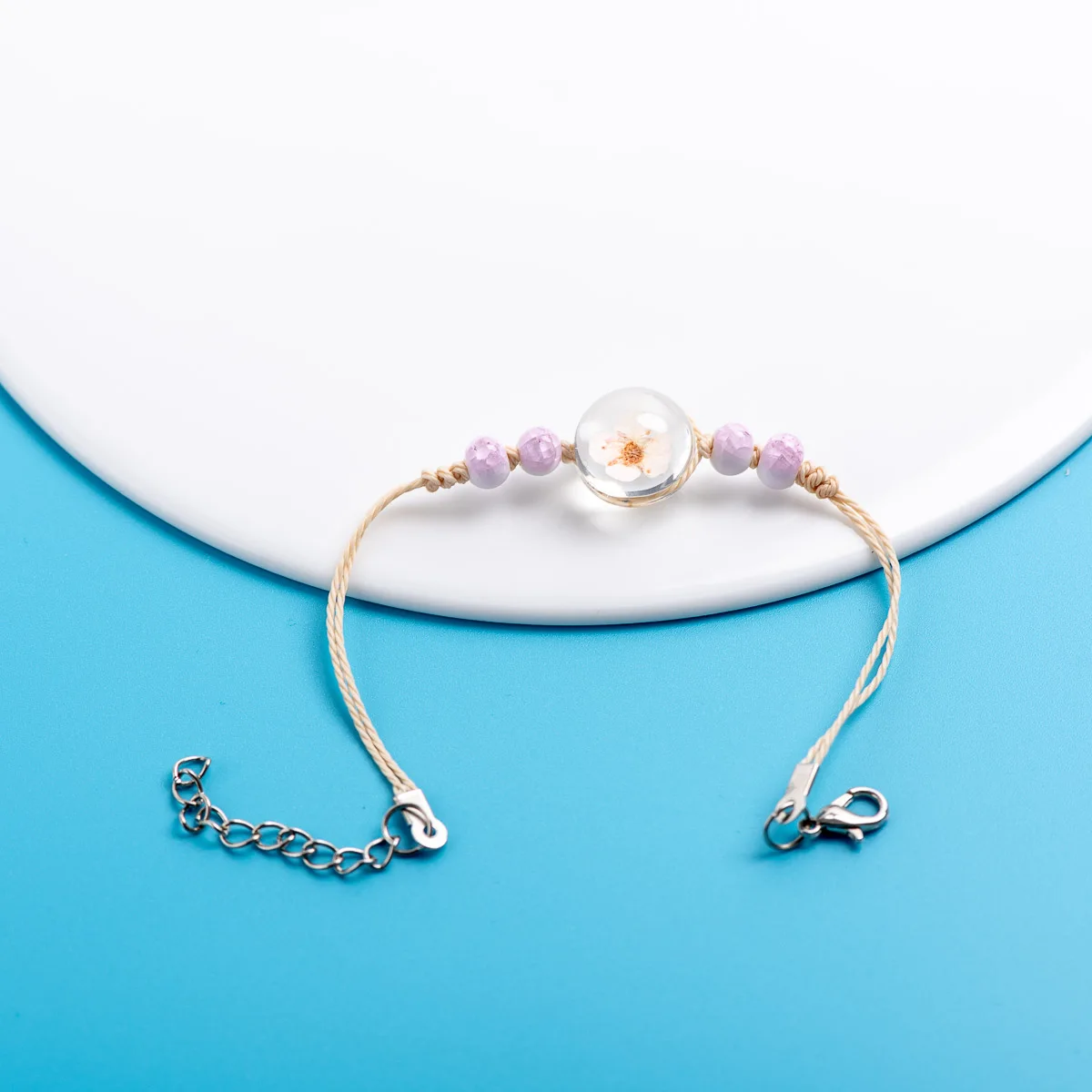 Crystal Transparency Flower Charms Bracelets Original jewelry Glass Ball Chain & link bracelet Jewelry & Accessories #EZ418