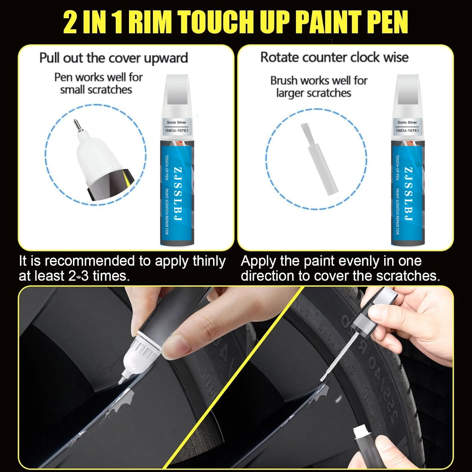 Rim Touch Up Paint(Sonic Silver(NEU-107E/WPB-8838-3)) for Tesla Model Y/3/S/X Gemini/Sport/Cyclone/Slipstream Wheel